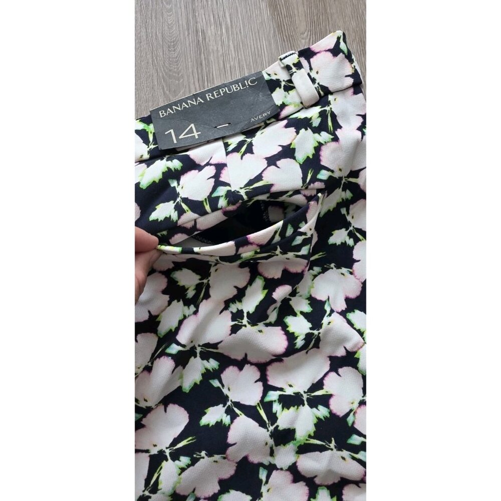 Banana Republic Avery Floral Ankle Pants Women Size 14 Mid Rise Stretch - Picture 9 of 16